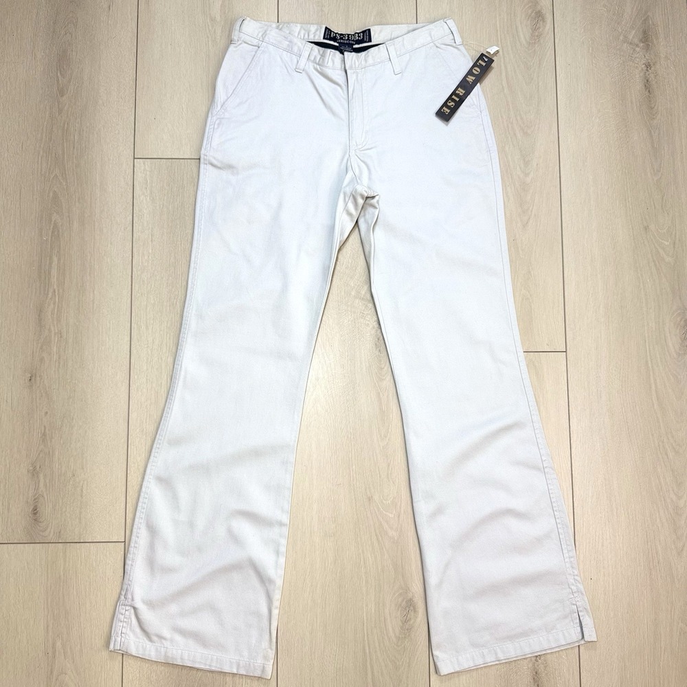 VTG/Y2K PS-3983 Periscope Pants Juniors 7 Beige Low Rise Flare Cotton NWT - FLAW